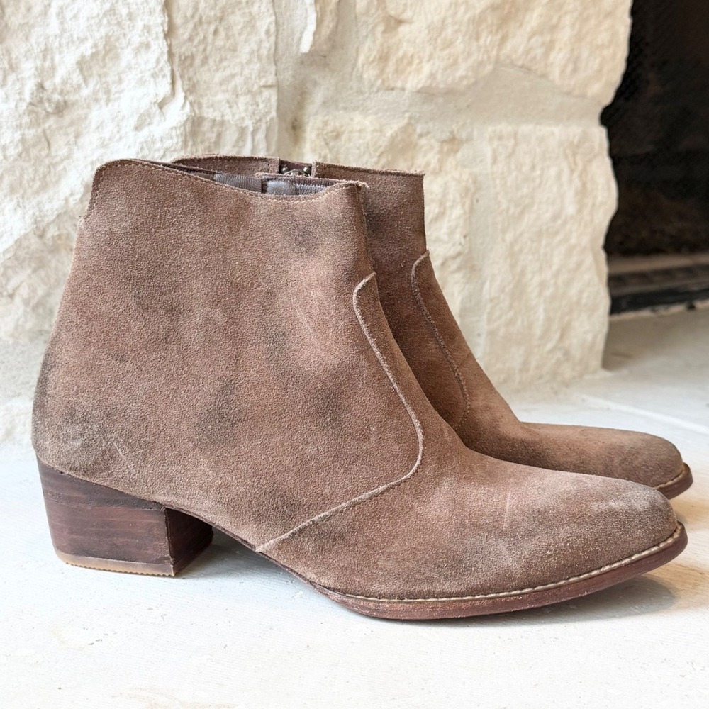 George Esquivel Handmade Jane Suede Ankle Boots California Made Pointed Toe 6.5